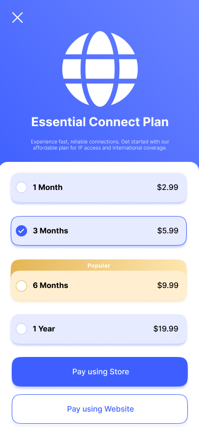 iVPN APP Checkout Page - Desktop view